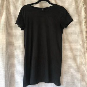 Black faux suede long tee